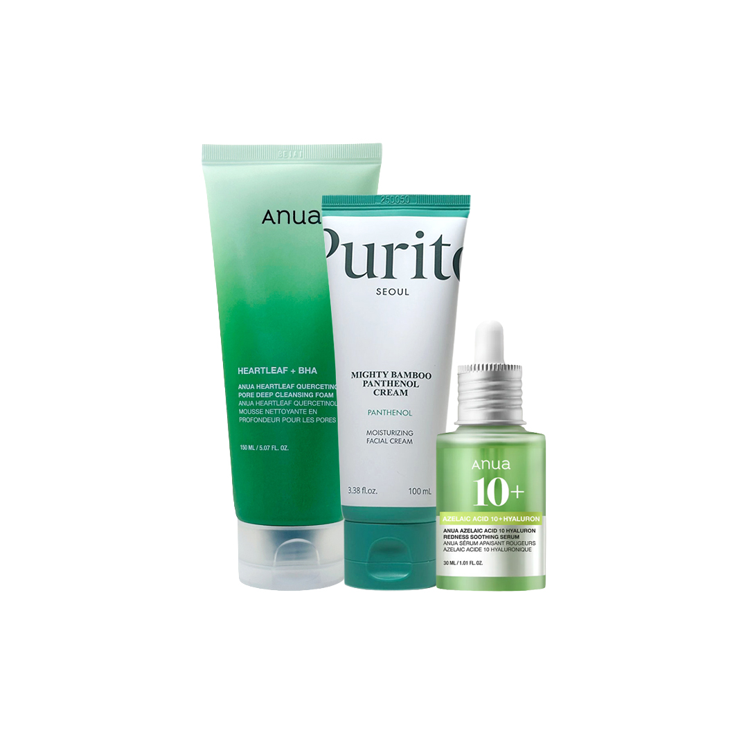 3-Step Korean Skincare Combo for Redness, Acne & Sensitive Skin